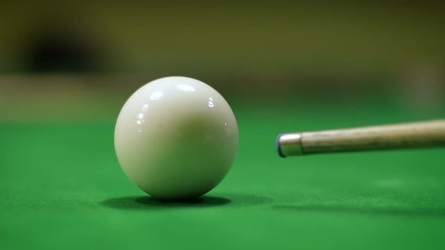 Striking an impact ball in snooker, macro