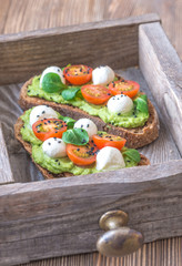 Sandwiches with avocado paste