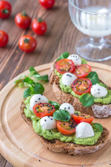 Sandwiches with avocado paste