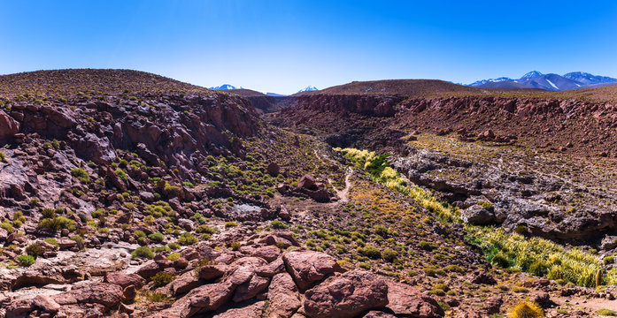 Atacama Desert, Chile - Panorama of the Guatin canyon in the Atacama desert, Chile