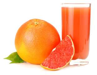 healthy food. grapefruit juice with sliced grapefruit isolated on white background
