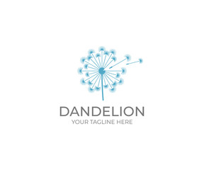 Naklejka premium Szablon logo Dandelion. Projekt wektor kwiat Taraxacum. Ilustracja Blowball