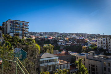 Fototapeta na wymiar Valparaiso - July 14, 2017: Panoramic view of the city of Valparaiso, Chile