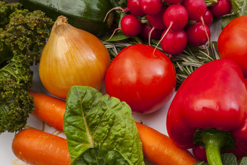 So much vitamins in those colorful vegetables. Healthy food.