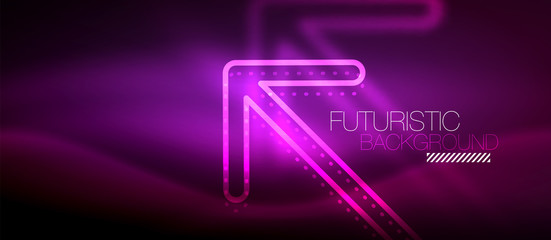 Techno neon glowing arrow background