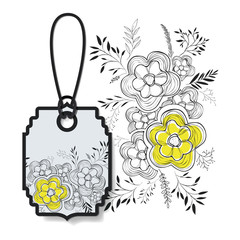 tag hanging with floral pattern vector illustration design