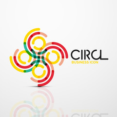 Abstract swirl lines symbol, circle logo icon