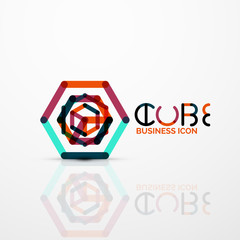 Cube idea concept logo, line