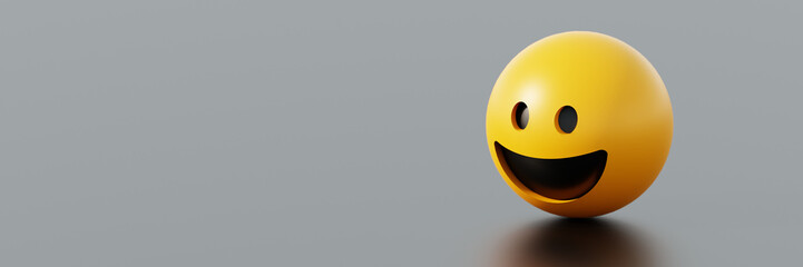 Happy emoticon 3d rendering background, social media and communications concept