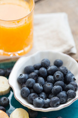 Blueberries in small ceramic plate