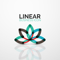 Outline minimal abstract geometric linear business icon made of line segments, elements