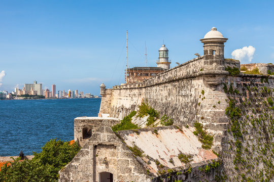 Morro Castle, a fortress guarding the entrance to Havana bay in Havana, Cuba.