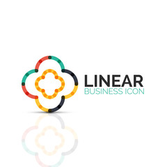 Abstract flower or star, linear thin line icon. Minimalistic business geometric shape symbol created with line segments