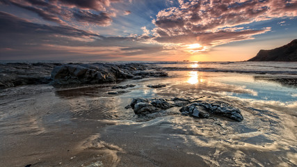 Amazing sunset over sea in Sicily