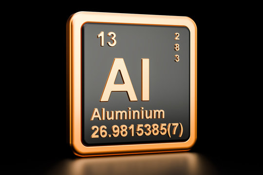 Aluminium Al chemical element. 3D rendering