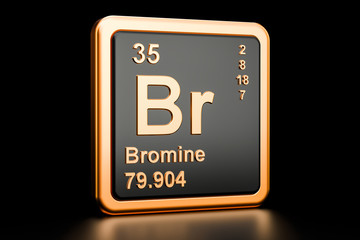 Bromine Br chemical element. 3D rendering