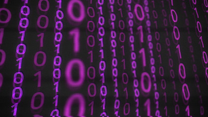 Binary computer code hackers zero one purple