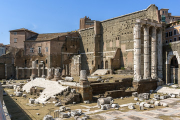 Fototapeta na wymiar Amazing view of Augustus Forum in city of Rome, Italy