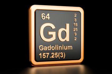 Gadolinium Gd chemical element. 3D rendering