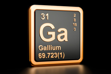 Gallium Ga chemical element. 3D rendering