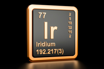 Iridium Ir chemical element. 3D rendering