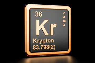 Krypton Kr chemical element. 3D rendering