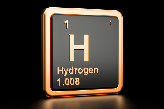 Hydrogen H chemical element. 3D rendering