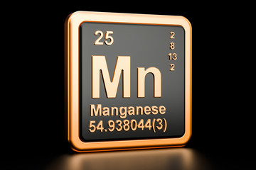 Manganese Mn chemical element. 3D rendering