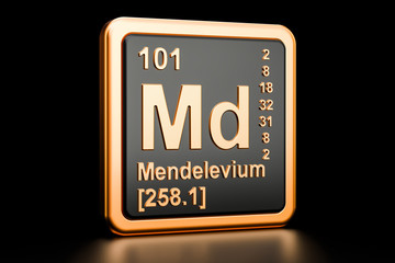 Mendelevium Md chemical element. 3D rendering