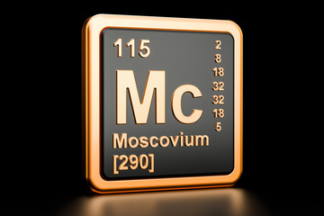 Moscovium Mc chemical element. 3D rendering