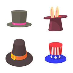 Top hat icon set, cartoon style