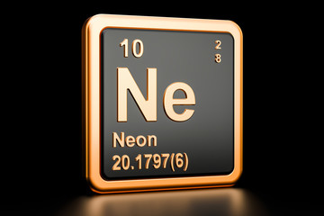 Neon Ne chemical element. 3D rendering