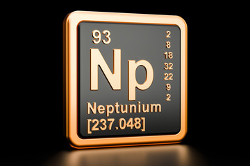 Neptunium Np chemical element. 3D rendering
