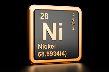 Nickel Ni chemical element. 3D rendering