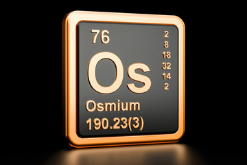 Osmium Os chemical element. 3D rendering