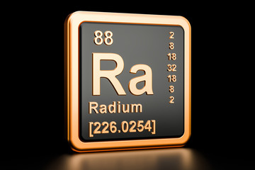 Radium Ra chemical element. 3D rendering