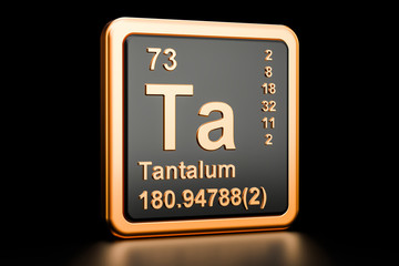 Tantalum Ta chemical element. 3D rendering