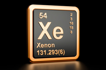 Xenon Xe chemical element. 3D rendering