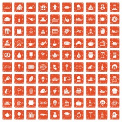 100 bounty icons set grunge orange