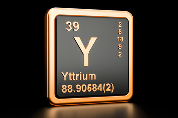 Yttrium Y chemical element. 3D rendering