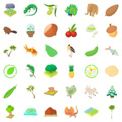Eco resource icons set, cartoon style