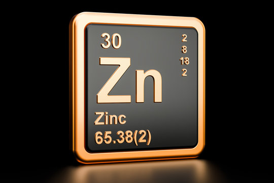 Zinc Zn, Chemical Element. 3D Rendering
