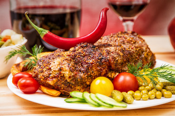 Appetizing baked fillet of pork