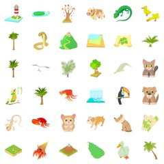 Obraz premium Eco landscape icons set, cartoon style