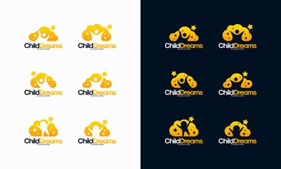 Set of Cloud Dreams logo designs, Online Learning logo designs vector