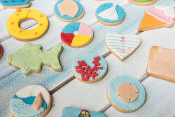 Butter cookies with summer decoration