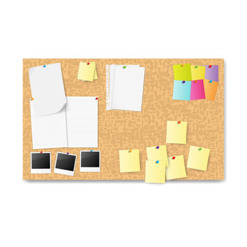 notice board with notes. vector illustration