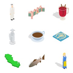 Ethnic group icons set, isometric style