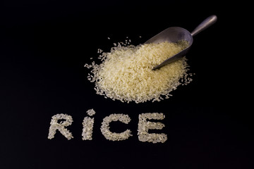 Rice on a black background