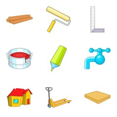 House fix icons set, cartoon style